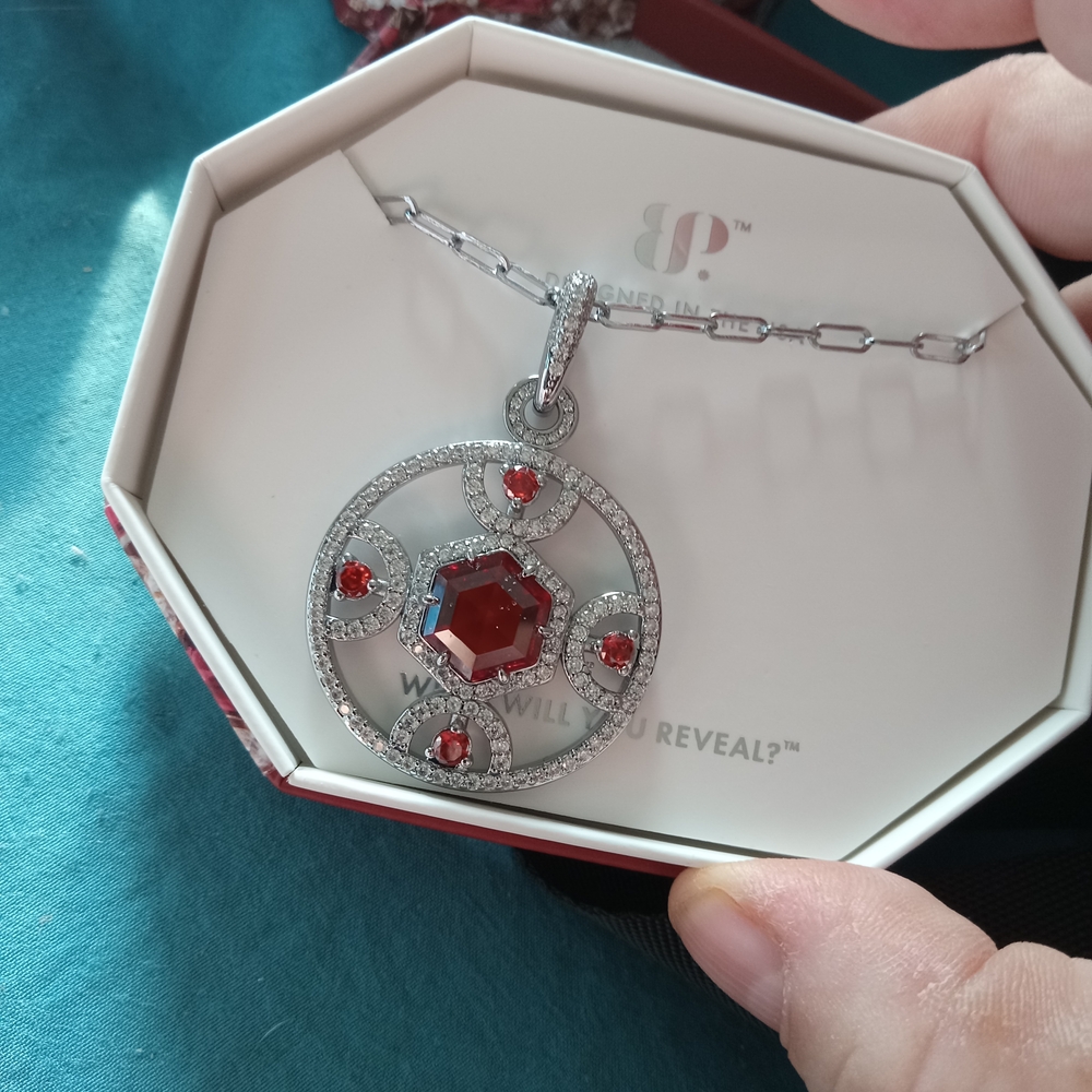 Elegant Silver and Red Pendant Necklace